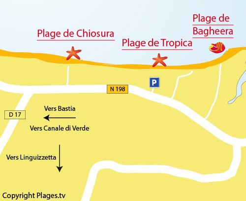 Map of Bagheera Beach in Linguizzetta - Corsica