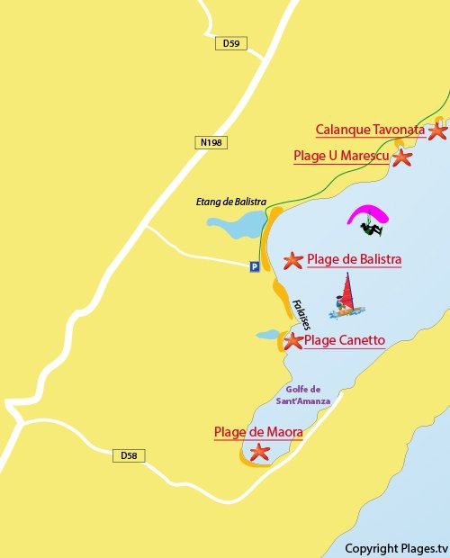 Map of Balistra beach Bonifacio