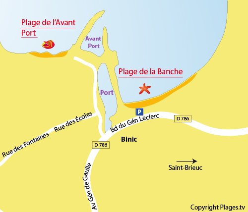 Carte de la plage de la Banche de Binic