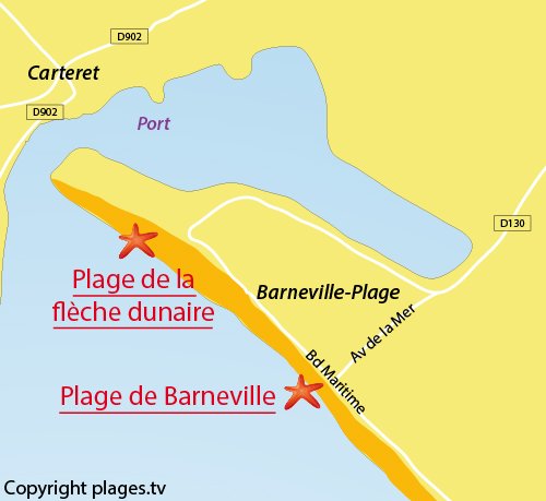 Carte de la plage de Barneville (50)