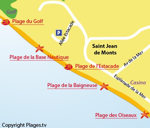 Carte de la plage de la Base Nautique de St Jean de Monts