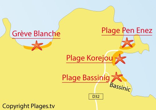 Carte de la plage de Bassinig à Plouguerneau