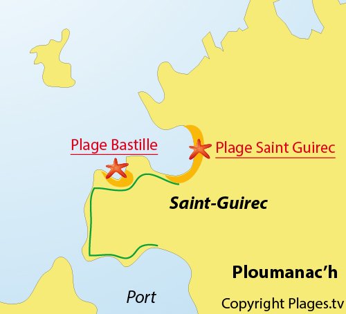 Carte de la plage de la Bastille à Ploumanac'h