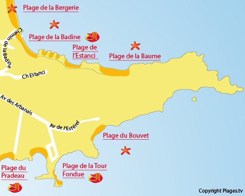 Map of Baume Beach in Hyères