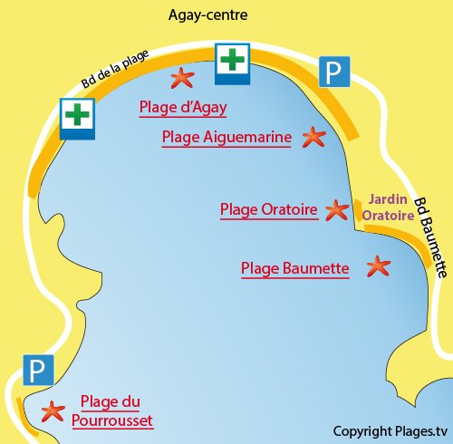 Mappa della Spiaggia della Baumette di Agay