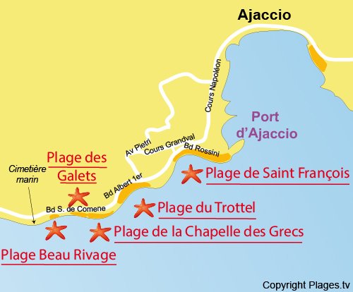 Mappa spiaggia di Beau Rivage - Ajaccio