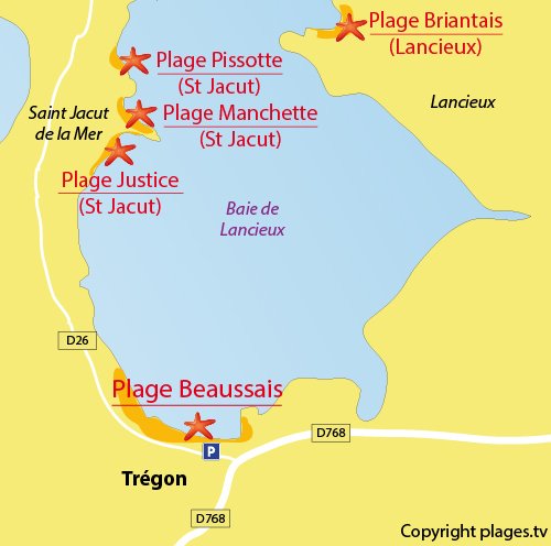 Carte de la plage de la Beaussais à Trégon