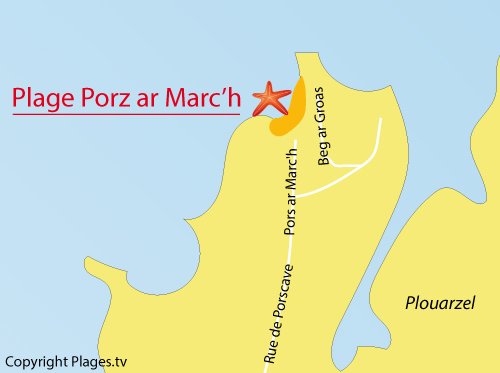 Carte de la plage de Porz ar Marc'h à Lampaul Plouarzel