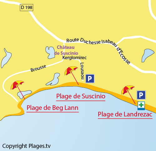 Carte de la plage de Beg Lann à Sarzeau