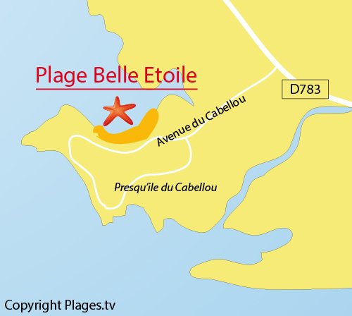 Map of Belle Etoile Beach in Concarneau