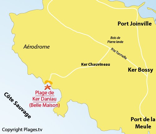 Plan de la plage de Ker Daniau sur l'ile d'Yeu