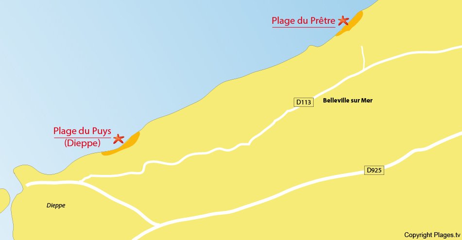 Carte de la plage de Belleville sur Mer