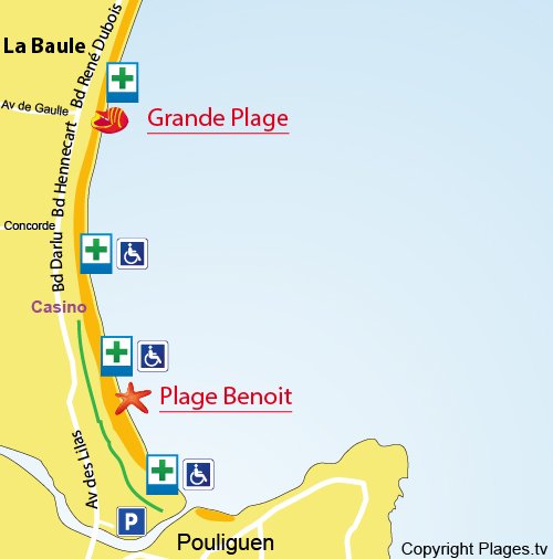 Map of Benoit Beach in La Baule