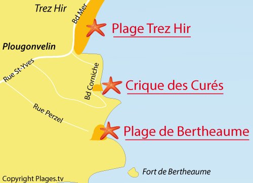 Carte de la plage de Bertheaume à Plougonvelin