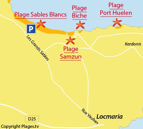 Map of Biche Beach in Belle Ile en Mer