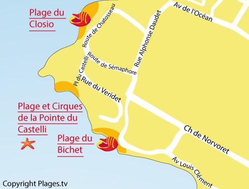 Map of Bichet Beach in Piriac sur Mer