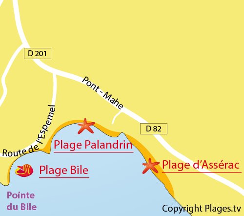 Carte de la plage du Bile à Pénestin