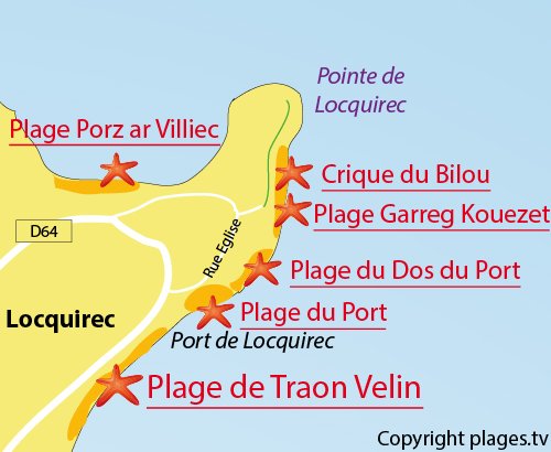 Carte de la plage du Bilou à Locquirec