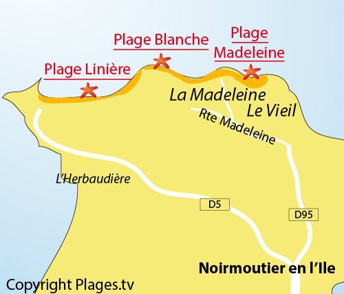 Map of Blanche Beach in Noirmoutier