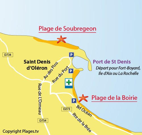 Plan de la plage de la Boirie à St Denis d'Oléron