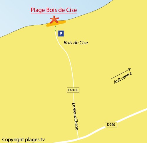 Map of Bois de Cise Beach in Ault