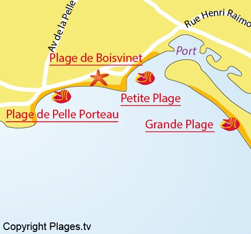 Map of Boisvinet Beach in Saint Gilles Croix de Vie