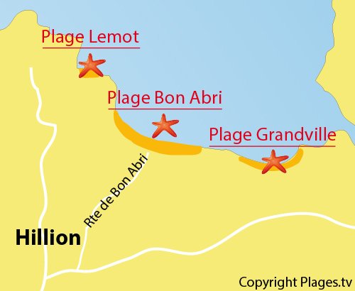 Carte de la plage de Bon Abri à Hillion