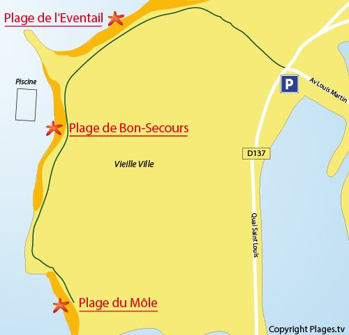 Map of the Bon Secours Beach in Saint-Malo