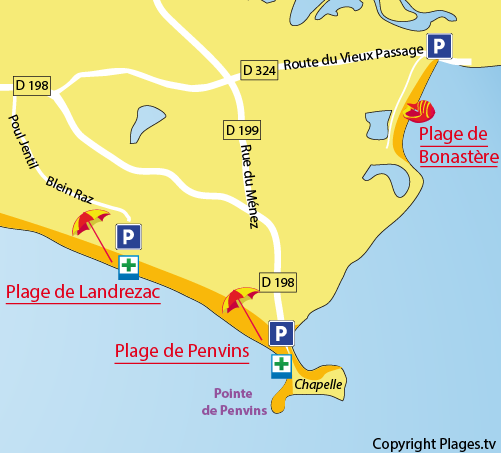 Plan de la plage de Bonastère à Sarzeau