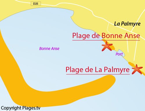 Map of Bonne Anse Beach - La Palmyre