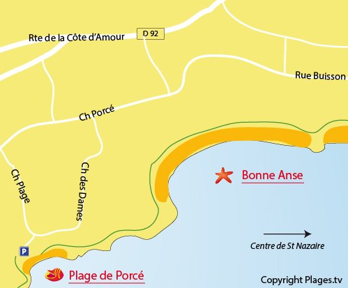 Map of Bonne Anse Beach in St Nazaire