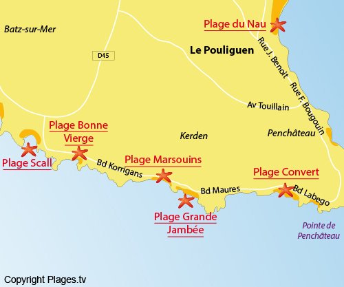 Carte de la plage de la Bonne Vierge - Le Pouliguen