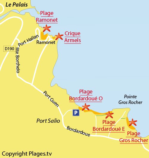 Carte des criques de Bordardoué-Est à Belle Ile en Mer