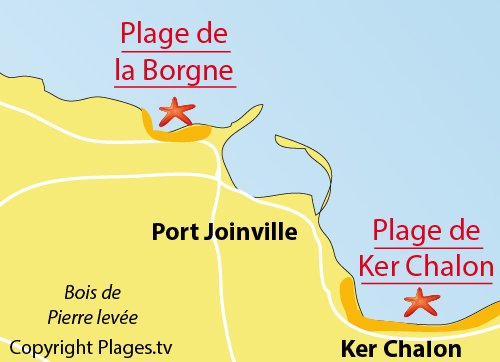 Carte de la plage de la Borgne sur l'ile d'Yeu