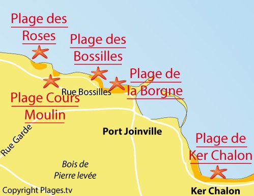 Map of Bossilles Beach in Ile d'Yeu