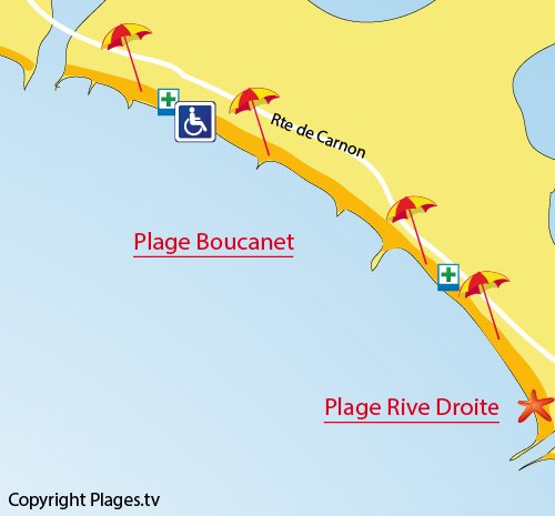 Carte de la plage du Boucanet au Grau du Roi