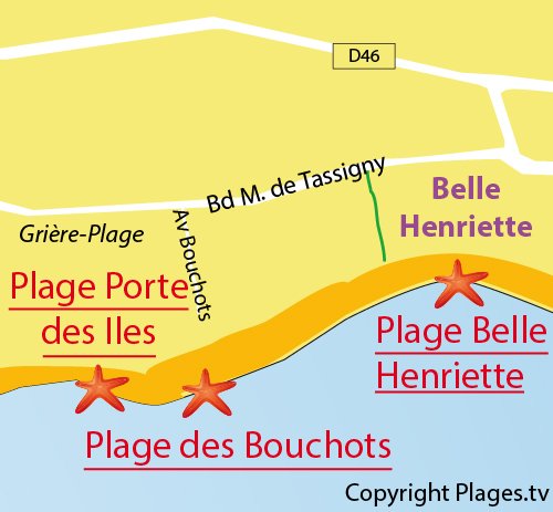 Carte de la plage des Bouchots - La Tranche sur Mer