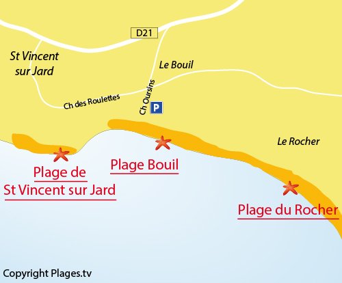 Map of Bouil Beach in Longeville sur Mer