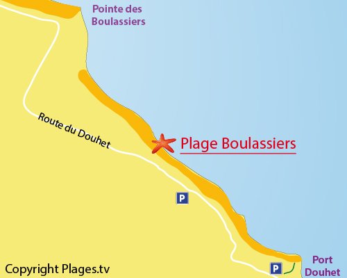 Map of Boulassiers Beach in Brée les Bains