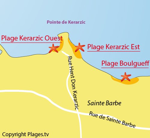 Carte de la plage de Boulgueff de Paimpol