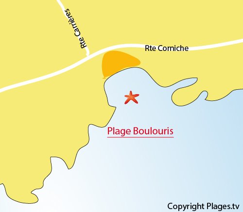 Map of Boulouris Beach in St Raphaël