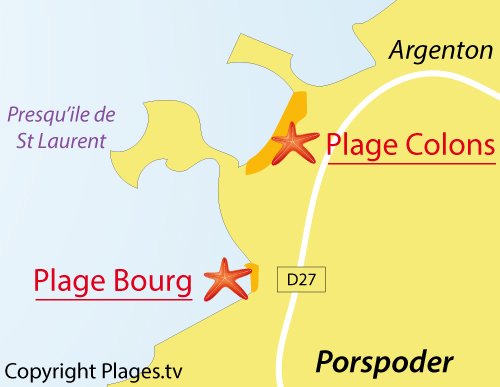 Carte de la plage du Bourg de Porspoder - Bretagne