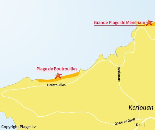 Map of Boutrouilles Beach in Kerlouan