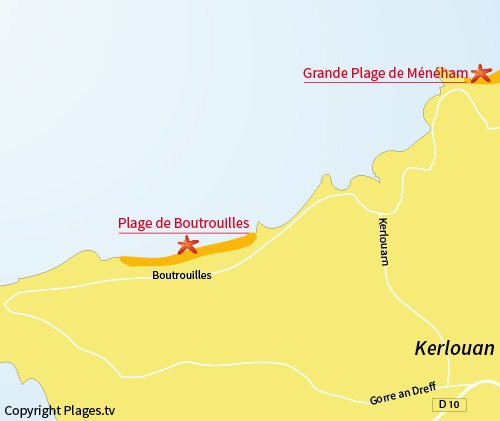 Karte des Strandes Boutrouilles in Kerlouan