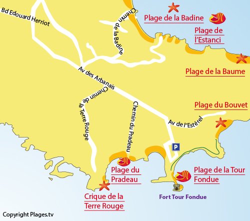 Map of Bouvet Beach in Hyères