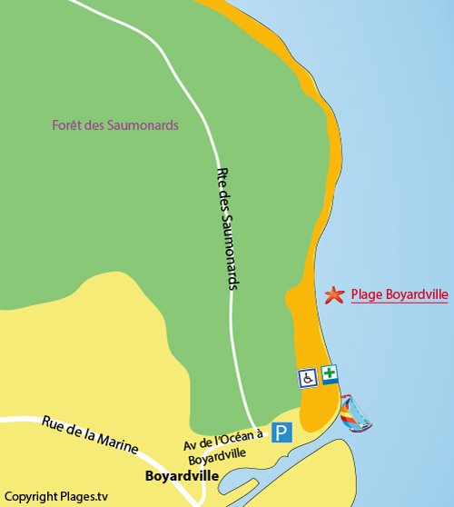 Plan de la plage de Boyardville sur l'Ile d'Oléron