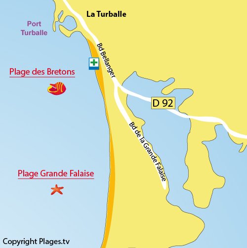 Plan de la plage des Bretons à La Turballe (44)