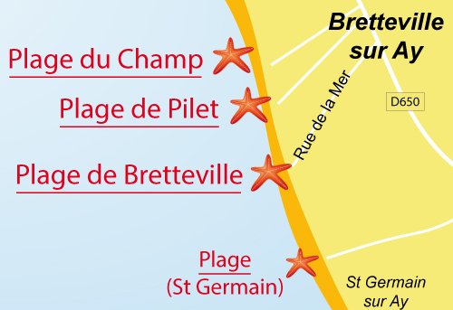 Carte de la plage de Rochemont - Bretteville sur Ay