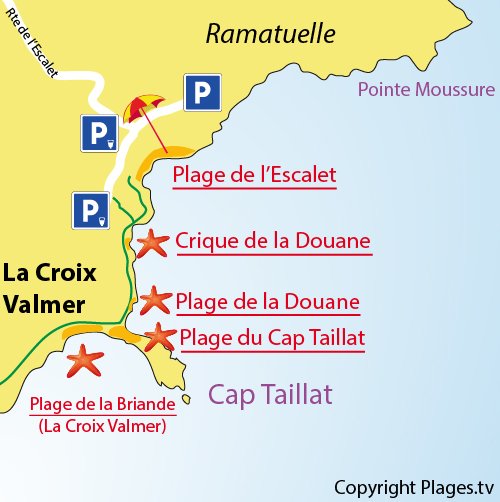 Map of the Briande Beach in La Croix Valmer