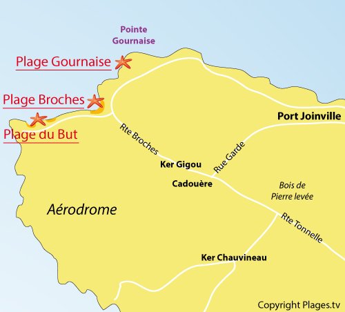 Plan de la plage des Broches sur l'ile d'Yeu